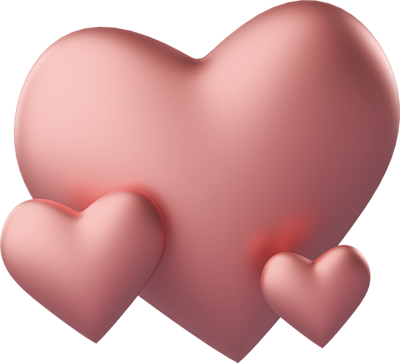 Pink Hearts 3D Mockup Cutout